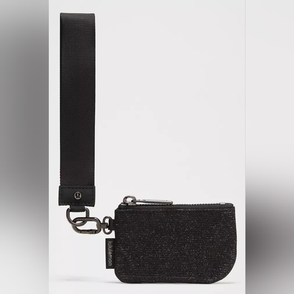 Lululemon Dual Pouch Wristlet Glitter Black/Gunmental, New - Picture 3 of 3